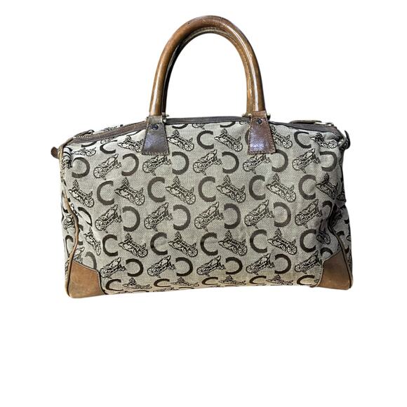 87. CELINE C Sulky Boston Bag Canvas Brown - Picture 1 of 9
